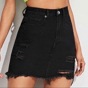 Black denim skirt